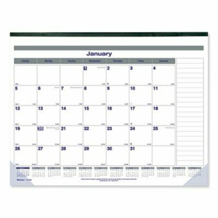 REDIFORM OFFICE PRODUCTS Blueline, NET ZERO CARBON MONTHLY DESK PAD CALENDAR, 22 X 17, BLACK BAND AND CORNERS, 2021 C177847